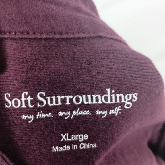 SOFT SURROUNDINGS Deep Burgundy Jersey Button-Down Tunic Shirt (#100) - Picture 2 of 7